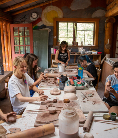 Ceramics class of girls.