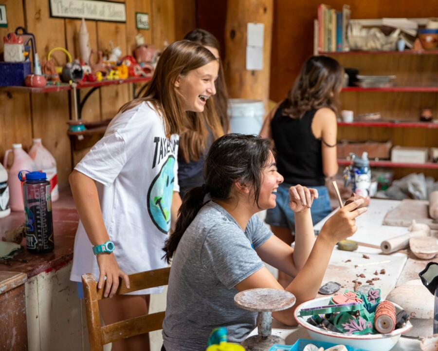 Girls laughing.