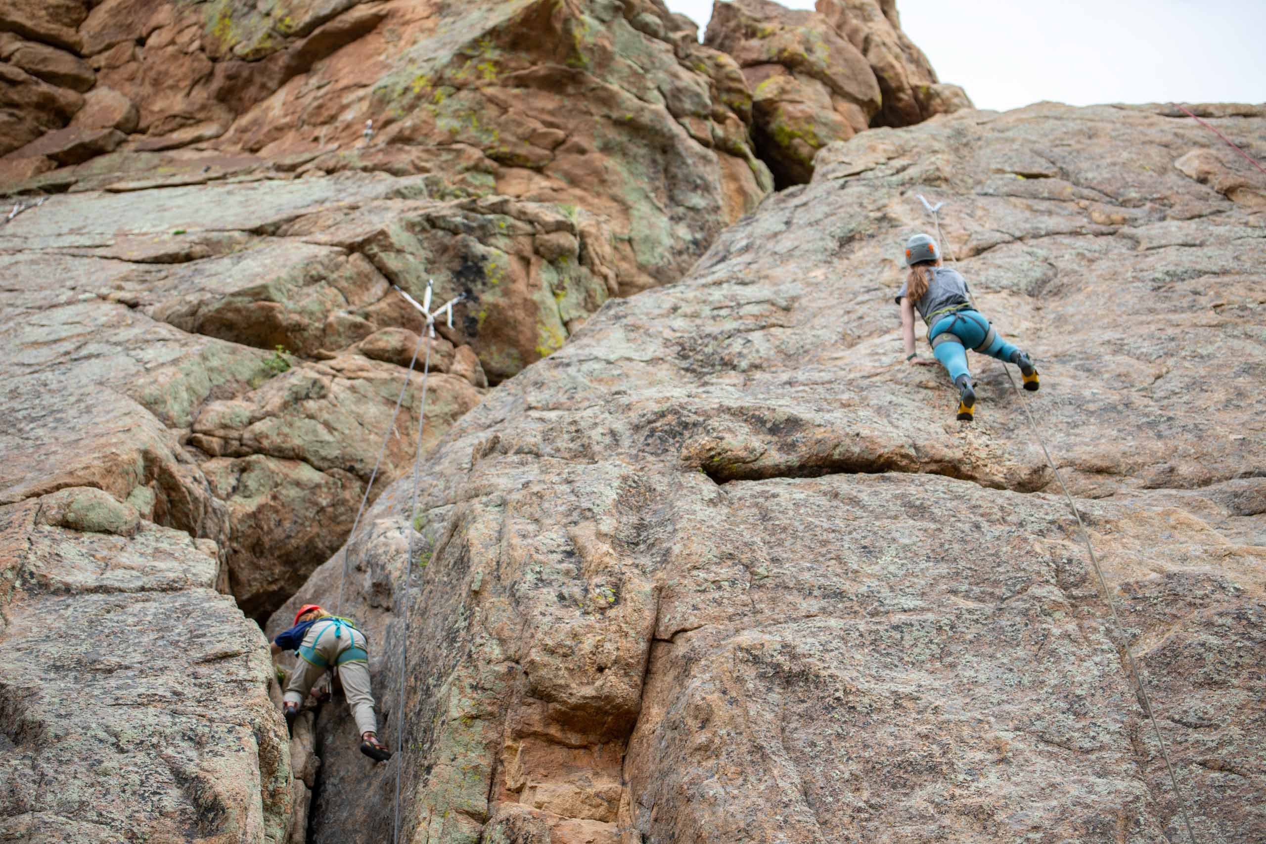 Technical rock climbing.