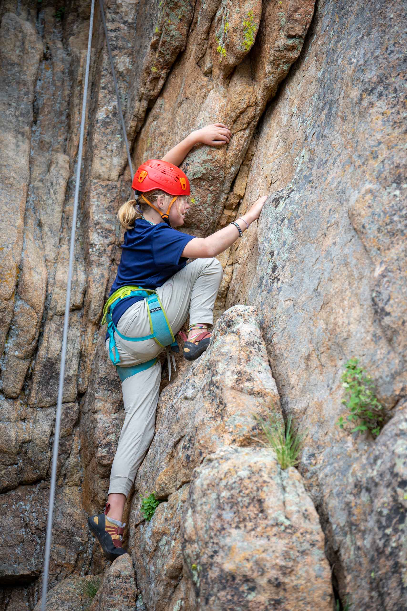 Technical rock climbing.