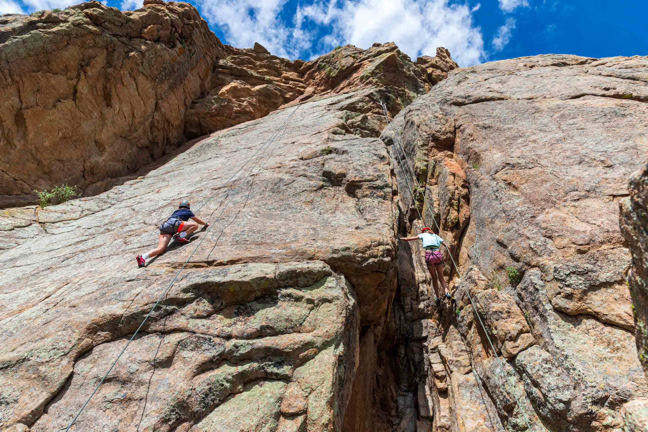 Technical rock climbing.