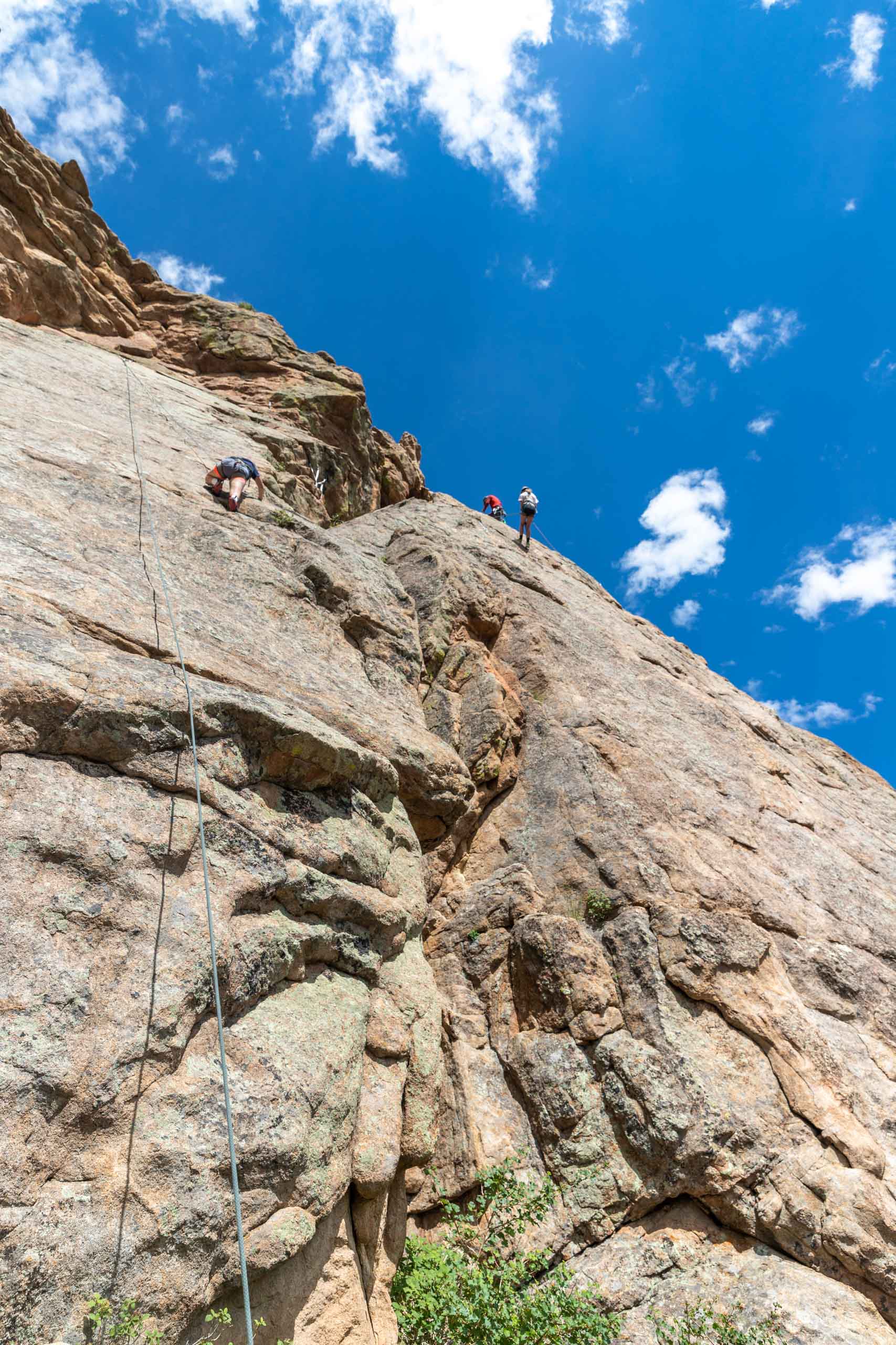 Technical rock climbing.