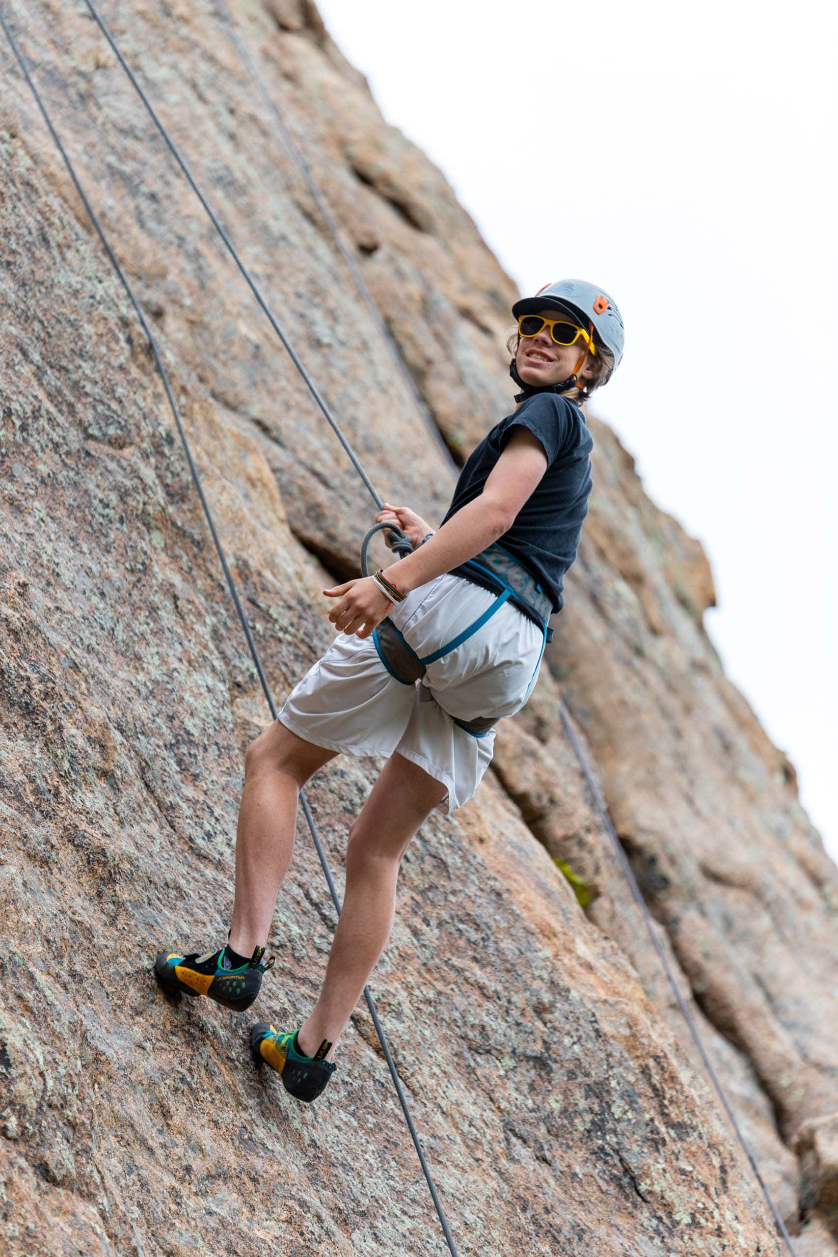 Technical rock climbing.