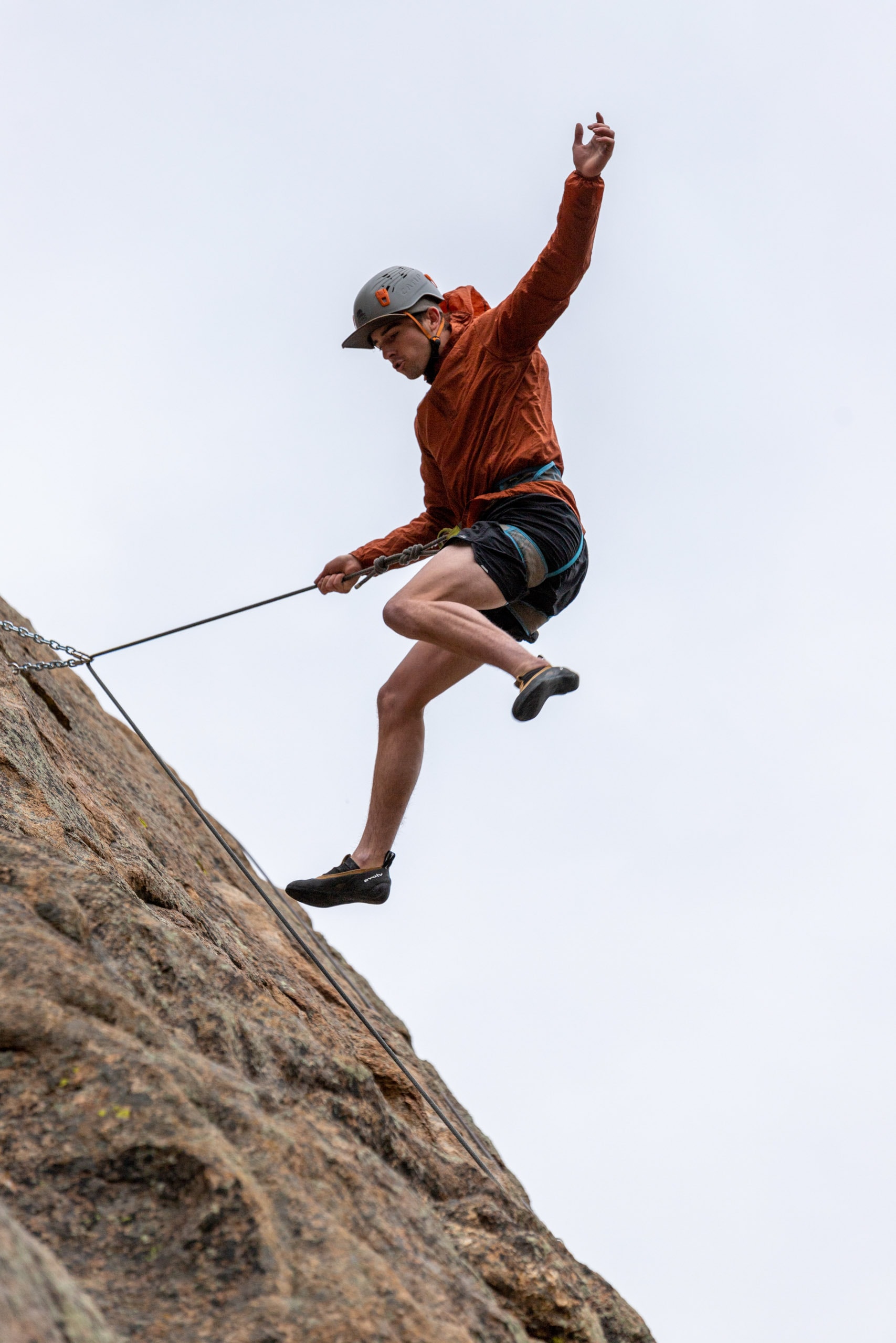 Technical rock climbing.