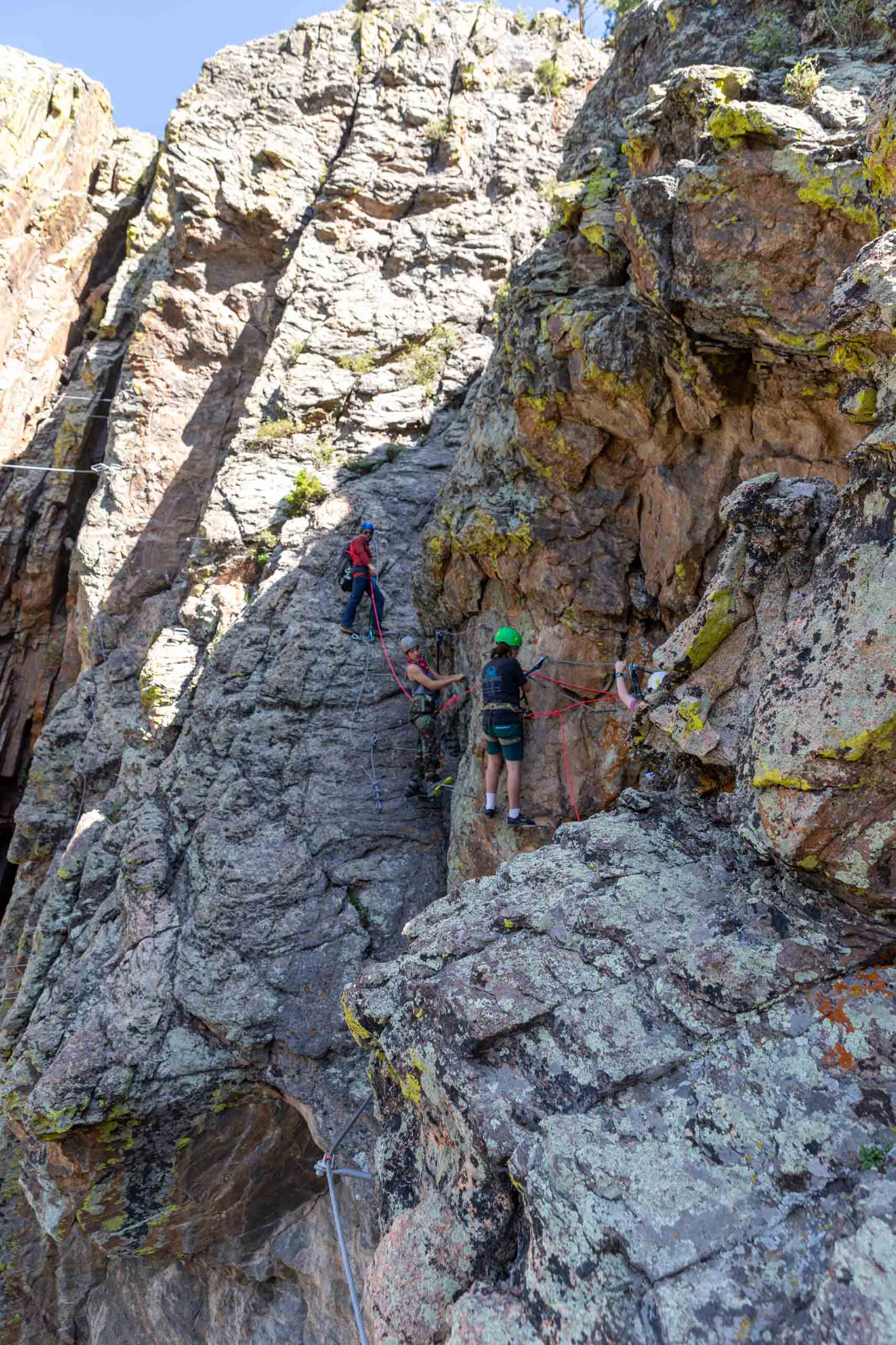 Technical rock climbing.