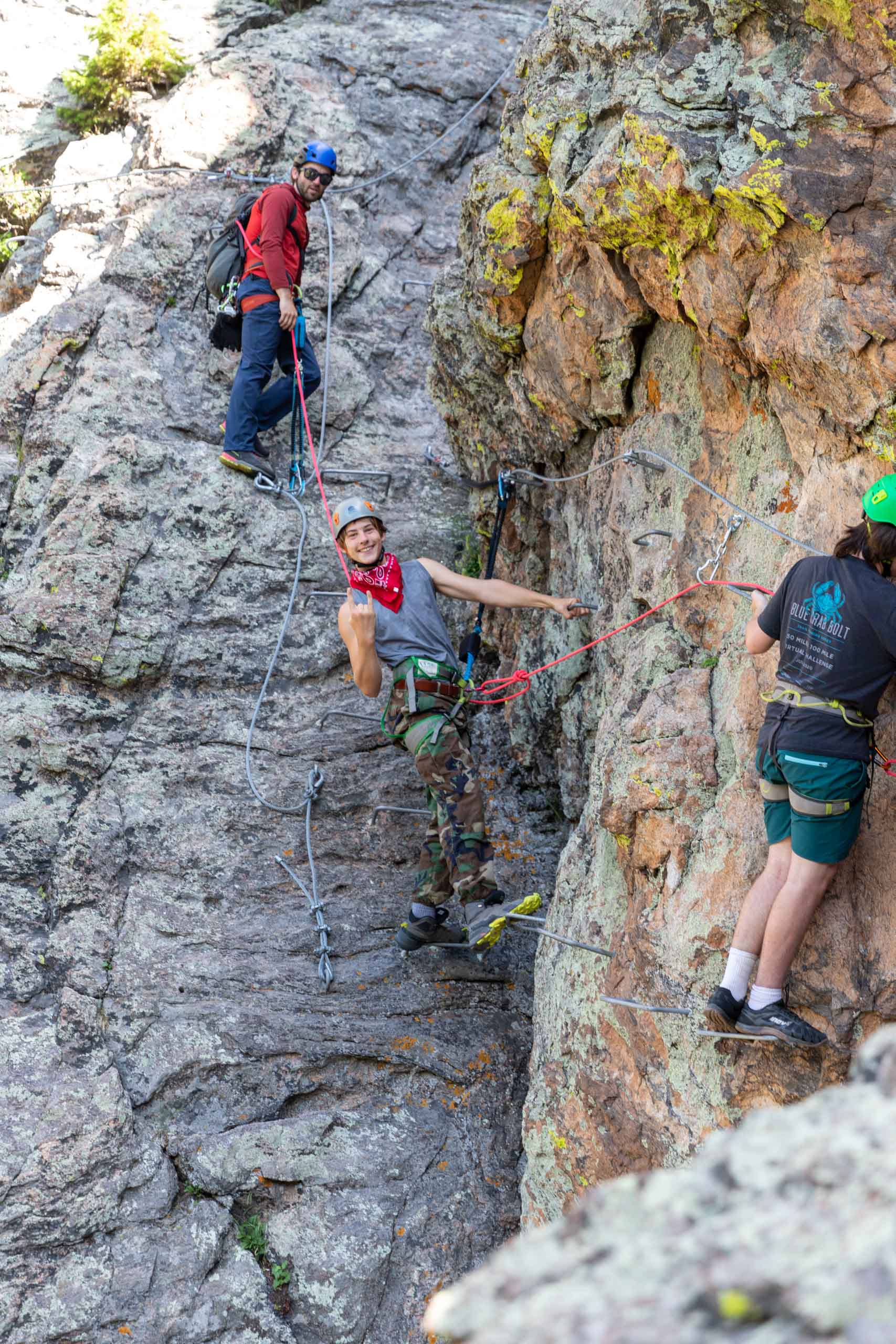 Technical rock climbing.