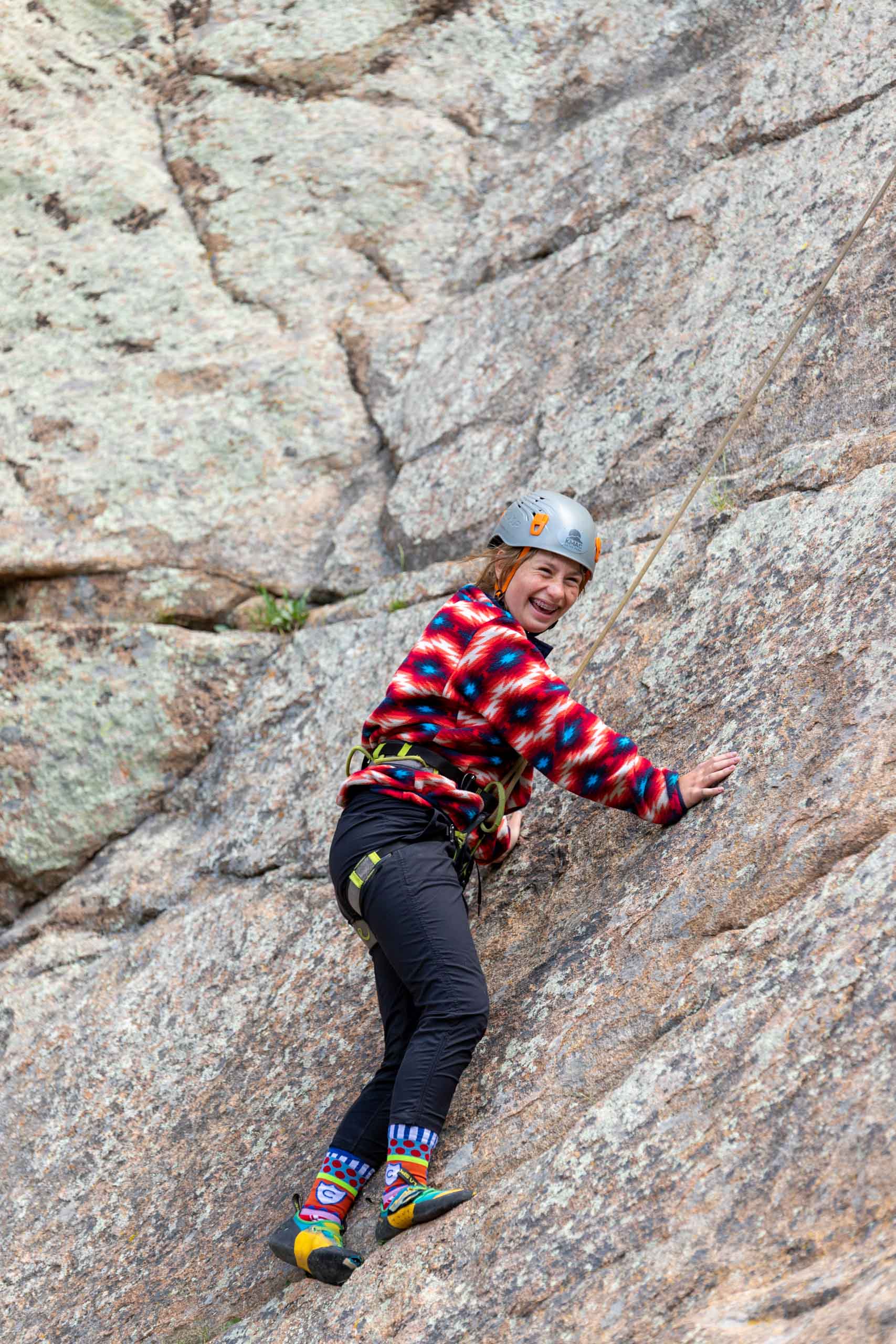 Technical rock climbing.